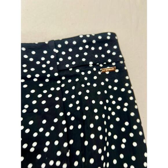T TAHARI Midi Pencil Skirt Size S Black White Polka Dot Slit Leg Tummy Control - Picture 3 of 12